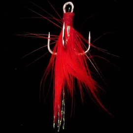 FANGBLUE 20Pcs Treble Fishing Hooks with Red Feather Size 6# Stainless Steel Barbed Sharp Triple Fishhook with Box for Saltwater Freshwater