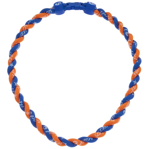 Phiten Tornado Titanium Necklace, Royal/Orange, 22"