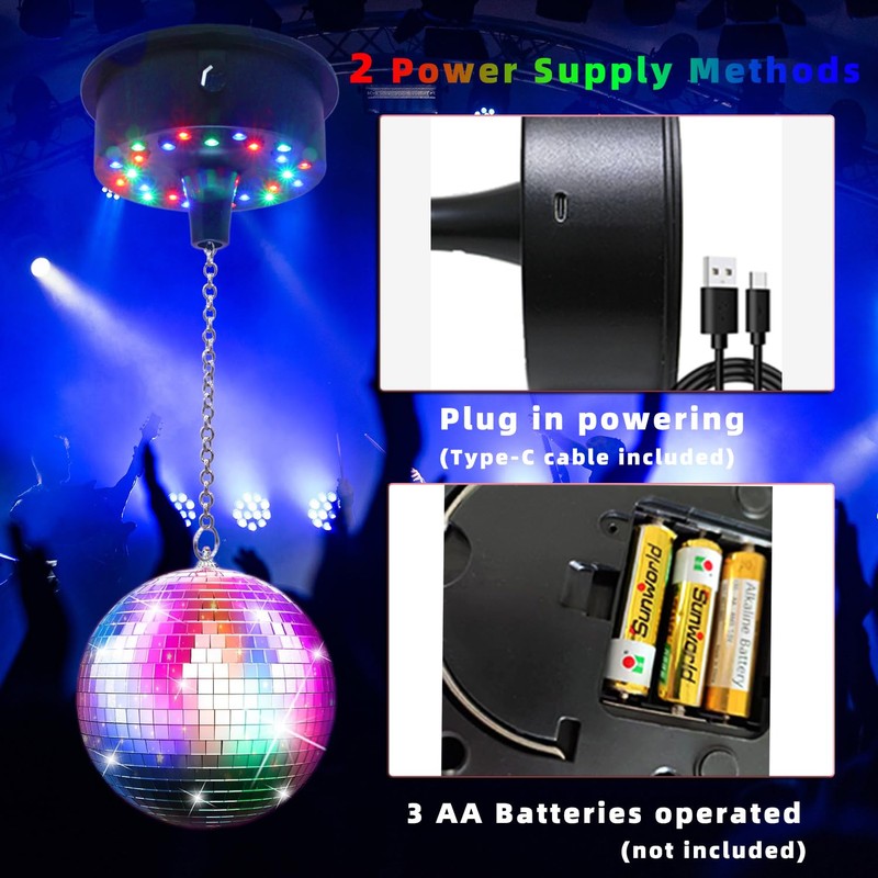 DGRIVERGOD Disco Ball Rotating Motor with Chain 5RPM-10RPM Adjustable Speed,Plug/Battery