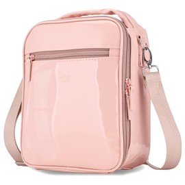 yookee home Waterproof Lunch Bag for Girls Cute Kids Lunch Bag Shiny Pink Lunch Bags with Shoulder Strap and Pocket for Teen Girls Insulated Lunch Cooler Bag for School Outdoor Travel