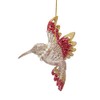 Hummingbird Ornament 4.25 Inch Red Ruby and Platinum Glittered