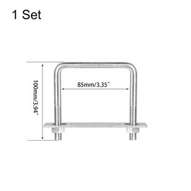 TA-VIGOR M10 Square U-Bolts, 87mm Inner Width 100mm Length 304 Stainless Steel U-Bolts with Nut, Plate for Attaching Piping Conduit Cable Tube Brackets Boat Trailer