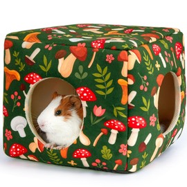 Hedgeink Guinea Pig Hideout Rabbit Bed Cubic Guinea Pig House Accessories Machine Washable Rabbit House Hideaway Hamster Bed for Bunny Chinchilla Ferret Small Pets