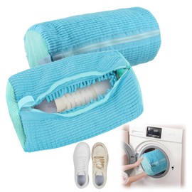 Shoe Wash Bag, Washing Machine, Pack of 2, Multi Protection Shoe Bag, Washing Machine, Reusable Wash Bag, Shoes for All Shoe Types, Protect Both Shoes and Washing Machine (Light Blue)