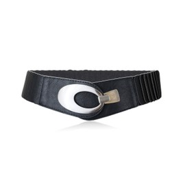 irisaa Wide Women's Elastic Waist Belt, Waist Belt, Stretch Belt with Hook Closure, black