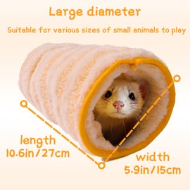 Guinea Pig Hideout Ferret Cage Accessories Tunnel Tube for Rat Hamster Hedgehog Chinchilla Squirrel Samll Animals Hide Fleece Hideaway Bed Hammock Bed for Guinea Pig (Lemon-Yellow)