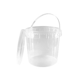 1 Gallon (128 oz) Clear Plastic Bucket with Lid and Handle (1 Pack), Ice Cream Tub with Lids - Food Grade Freezer and Microwave Safe Food Storage Containers, Round Plastic Pail Container, BPA Free