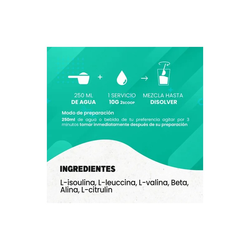 Bcaas Aminoácidos Natural Green 500g 50servis Varios Sabores