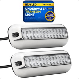 Five Oceans 2-Pack Underwater Boat Lights - Underwater Lights for Boat, Boat Cockpit Light, Blue LED High Power 1700LM, Marine-Grade 316 Stainless Steel Bezel, 12V DC, Waterproof IP68 - FO4136-M2