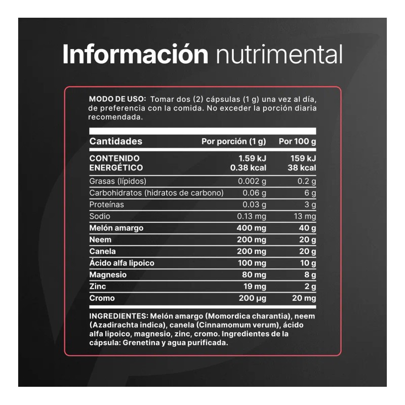 Suplemento Apoyo Equilibrio Glucosa Metabólico 180 Cápsulas Mezcla Herbal Bienestar