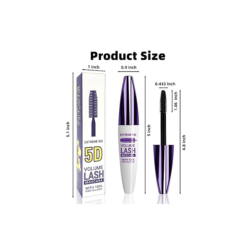 Máscara De Pestañas 5D Morada Para Volumen Y Longitud, 1