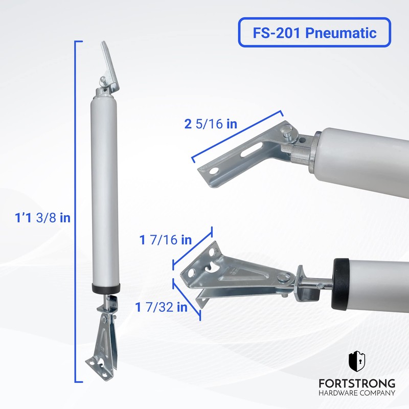 FORTSTRONG Silver Pneumatic Screen Door Closer, Hold Open | Storm