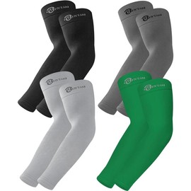 6 Pairs UV Sun Protection Arm Sleeves, UPF 50 Sports Cooling Arm Compression Sleeves for Men Women Teenager - Color: 1 Black+1 Dark Gray+1 Light Gray+1 Green