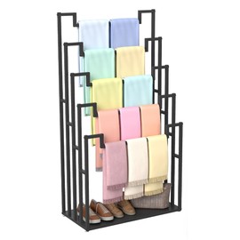 lesolar Floor Standing Scarf Display Stand, 5 Tier Metal Scarf Organizer Holder Freestanding Scarf Display Rack for Commercial Clothing Retail Store Towel Ties Pants Hanging Rack