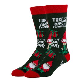 ooohyeah Men’s Holiday Novelty Crew Socks, Crazy Funny Cotton Dress Christmas Socks Gift - Gnome Sayin, Shoe Size 8-13
