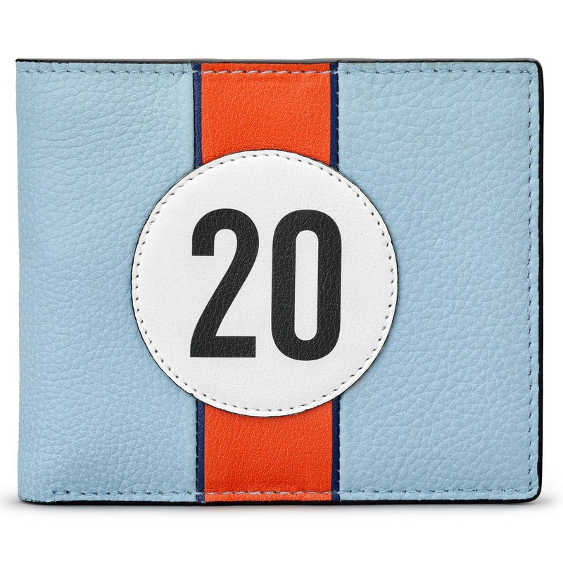 Yoshi Race Car Livery #20 Men's Leather Wallet, Genuine Blue