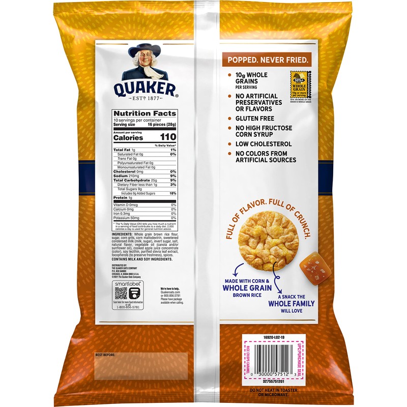 Quaker Rice Crisps Caramel, 9.8 Oz