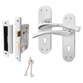 EAI Chrome Door Handle Key Lock Set - 1 Pair Polished Chrome Internal Keylock Handles with Lock (64mm) - Novoli Range