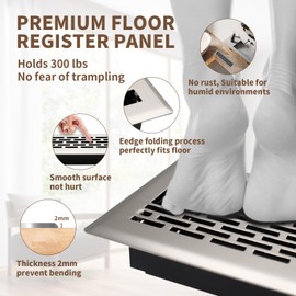 SANYCASA Floor Register 2x10 Inches - Heavy Duty Walkable Steel Floor Vents - Ease Adjust Air Flow Direction Floor Registers - Boston Design Air Vents for Home
