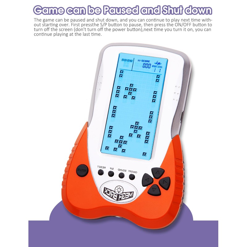 HLF HLF Retro Block Brick Game Console Large Screen Blue