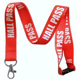 Execucat Hall Pass Break Away Lanyard Keychain ID Badge Holder (Red)