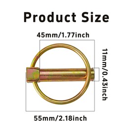 Runseaway 4Pcs 7/16" Linch Pin Assortment Kit, 11x45mm Shaft Locking Pins, Heavy Duty Lynch Pin Lock Pin Clips for Farm Tractors, Trailers, Mowers, Trolleys