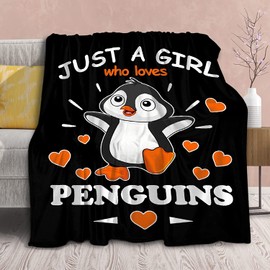 Penguin Blanket,Gifts for Girls Loves Cute Penguins Animals Plush Throw,Super Soft Flannel Fleece,Warm Throw Blankets,Lightweight Comfy Sheet for Couch