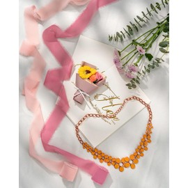 AOKSUNOVA 3.8 cm Ribbon Chiffon Ribbon Gift Ribbon Wide Wedding Ribbons Fabric Ribbon White