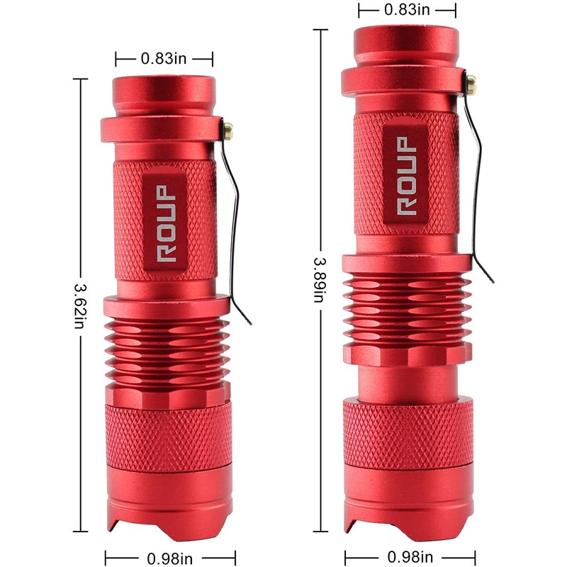 ROUP 2 Pack Mini Red Light Flashlight, Zoomable Red LED