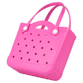 Armerssi Medium Rubber Tote Beach Bag | Durable Rubber Bag Waterproof Washable Tote Bags (Rose Red, Medium)