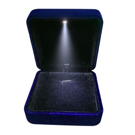 GBYAN Pendant Necklace Box with LED Light Necklace Gift Box Velvet Jewelry Display Case for Proposal Engagement Wedding Birthday Valentine's Day,Blue