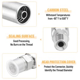 Racewill 12 Pack Hydraulic Hose Fittings: 1/4" I.D. Hose x 1/4" NPTF Male with Protection Cover, Hydraulic Hose End Crimp Fitting Kits Compatible with U-Series Hose