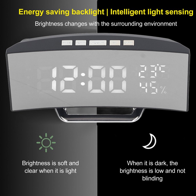 LED Digital Clock 3 Level Brightness Snooze USB Battery Powered