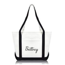 DALIX Womens Custom Names Monogrammed Premium Embroidered Tote Bag Brittney