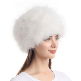 Soul Young, Women's Faux Fur Hat, Winter Hat, Warm Soft Hat, Disposable Packaging - White