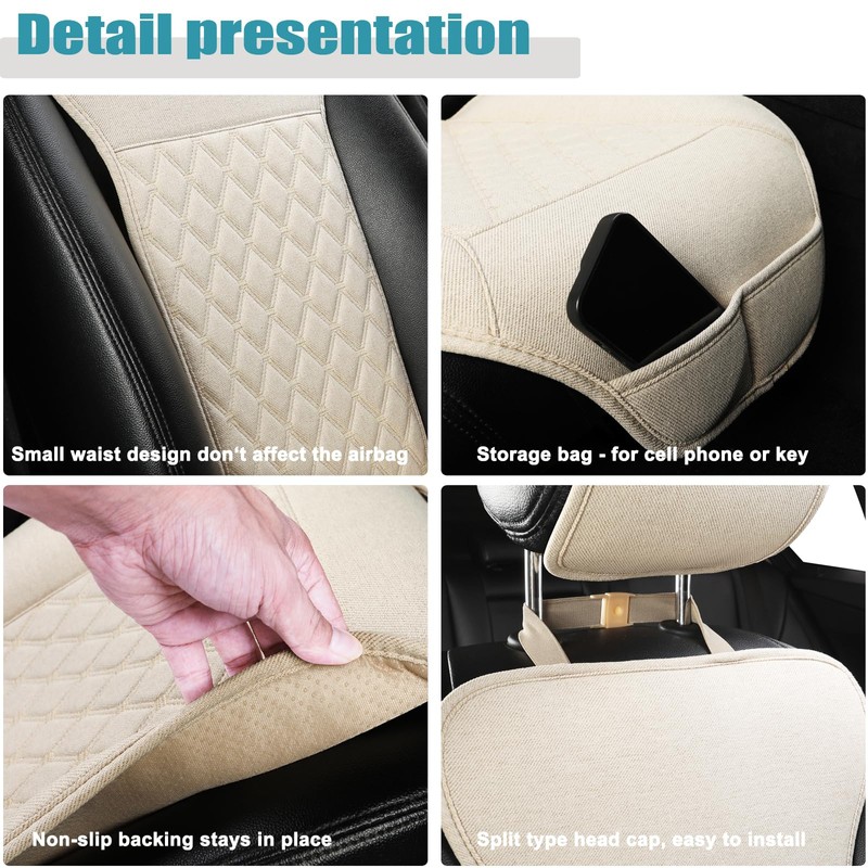 West Llama Linen Car Seat Covers-Breathable & Soft-Front Car Seat
