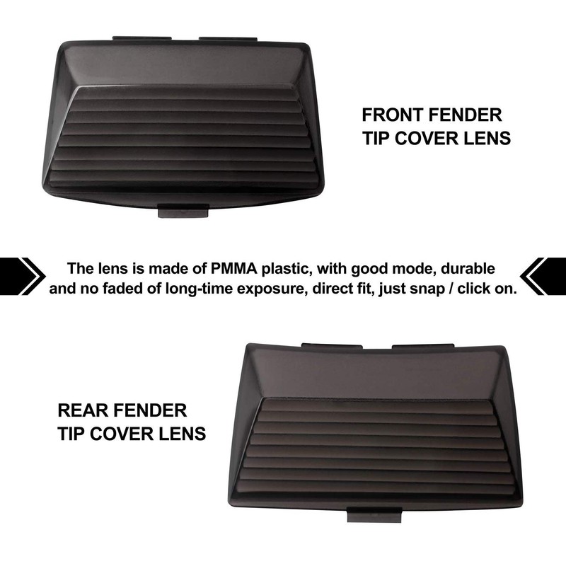 NTHREEAUTO Smoked Fender Tip Light Lenses Cover Mud Guards Lights