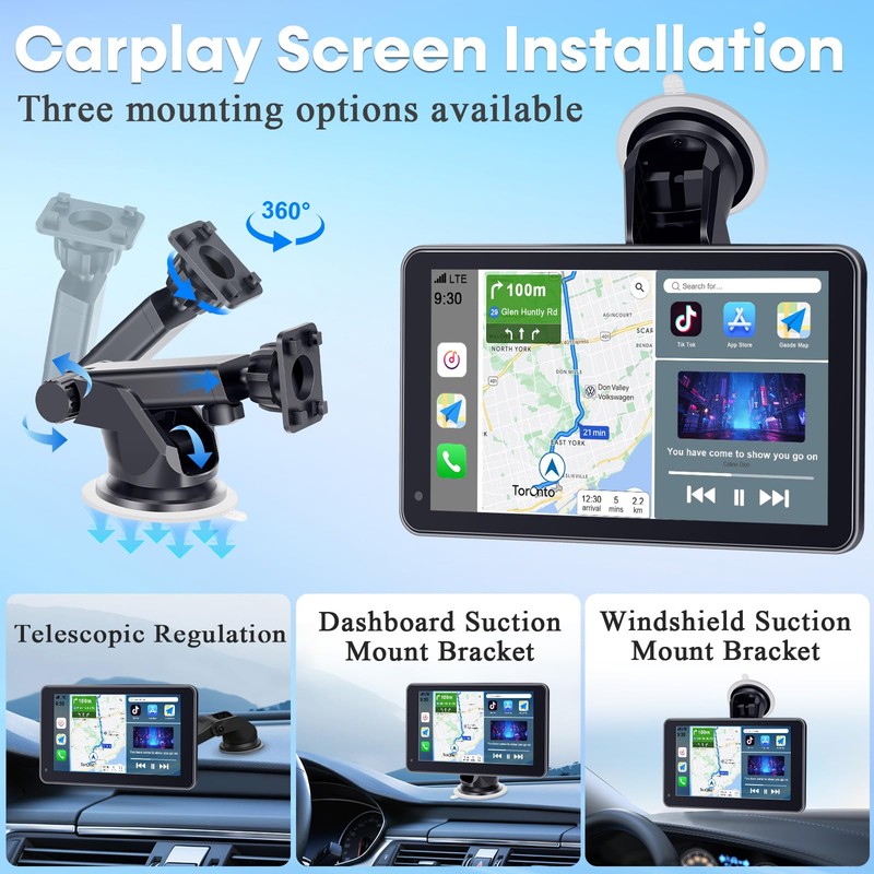 Carplay for Apple Portable Car Screen: Easy Setup 7 Inch