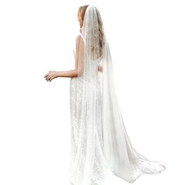 chrumeshi Long Wedding Bride Veil Pearl Veils For Women With Comb Floor Length 75 inch