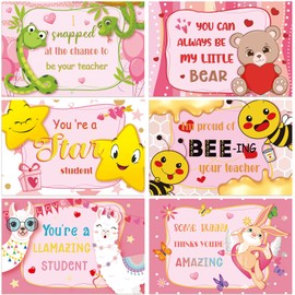 72 Pieces Teacher Valentines for Students, Blank Valentine Cards from Teacher to Students Cute Valentines Postcards for Students from Teacher, 4 x 6 Inch, Funny Fill in Notecards for Students Gifts
