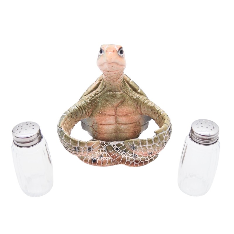 Turtle Salt and Pepper Set Holder, Nautical Décor, Shakers Included,