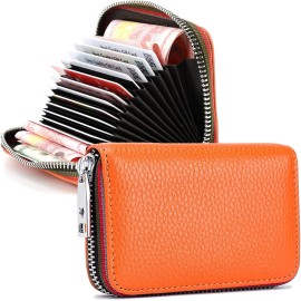 RFID Blocking Leather Credit Card Holders Womens Small Clutch Wallet Coin Purse