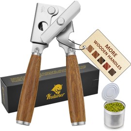 Upgraded Efficient Manual Can Opener - Selected Solid Wood Handle, Sharp and Smooth Blade Edge, Portable Design, Easy-Open Large Knob, Versatile for Various Bottle Caps(Boluoge)