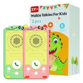 Kids Walkie Talkies with 800m Real-Time Range, Rechargeable Type-C Dinosaur Silicone Case Walkie Talkies for Boys Girls 3-12 Years Old, Great Gift for Birthdays, Outdoor,Camping, Hiking - Specification: Green+Pink