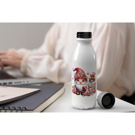 MAXIKIWI Einwandige Wasserflasche mit Schraubverschluss, nicht isoliert, leichtes Aluminium, BPA-frei, auslaufsicher, Süßigkeiten-Glas, Zwerge, Valentinstag, 500 ml