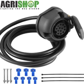 AGRISHOP 13 Pin Trailer Socket with Pre-wired 2 M Cable 12v Trailer Adapter 13 Core Towing Hitch Wiring Harnes