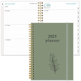 Planner 2025 - A5 Weekly & Monthly Planner Spiral Bound, January 2025 - December 2025, 2025 Planner with Flexible Cover, Tabs, Inner Pocket, 6.4" x 8.5", Green