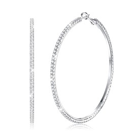 MILACOLATO Silver Hoop Earrings for Women, Sparkling Cubic Zirconia Large Hoop Earrings Drop Earrings, 925 Silver Folding Earrings Post, Hypoallergenic CZ Large Folding Hoop Earrings Jewellery