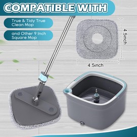 Yicotira Microfiber Mop Pads Compatible with True & Tidy True Spin Mop - Mop Replacement Pads for Square Spin Mop and Bucket - Washable Pads fit for All 9 Inch Square Spin Mop (4 Pack)