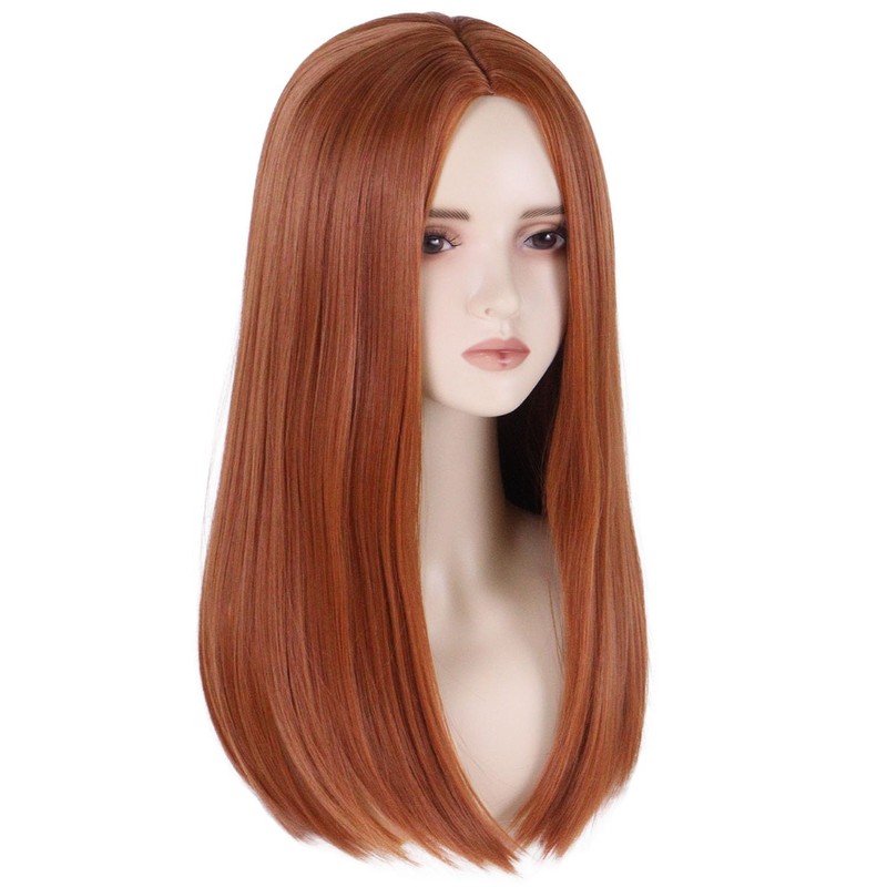 20 Inch Long Straight Ginger Brown Wig for Women Natural